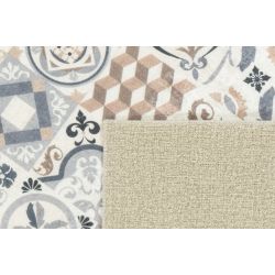 Tapis de cuisine YARA marron motif carreaux de ciment 50x100 cm