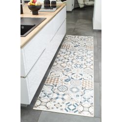 Tapis de cuisine YARA marron motif carreaux de ciment 80x300cm