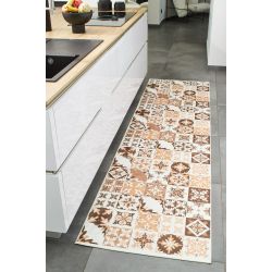 Tapis de cuisine YARA orange motif carreaux de ciment 80x300cm