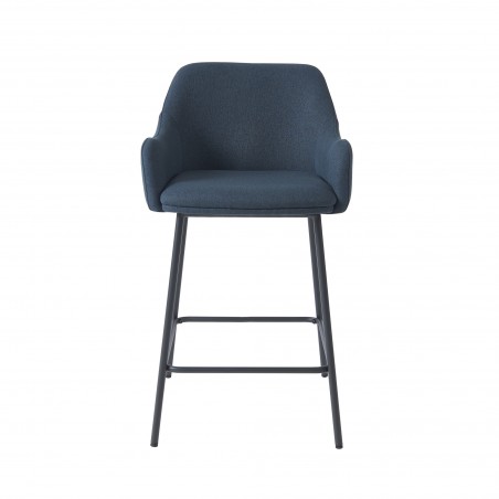 Lot de 2 tabourets de bar NILS tissu bleu