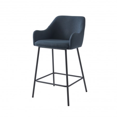 Lot de 2 tabourets de bar NILS tissu bleu