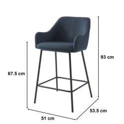 Lot de 2 tabourets de bar NILS tissu bleu