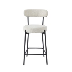 Lot de 2 tabourets de bar NOA tissu bouclette blanc