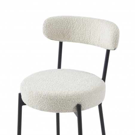 Lot de 2 tabourets de bar NOA tissu bouclette blanc