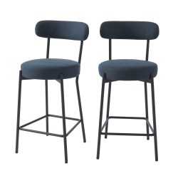 Lot de 2 tabourets de bar NOA tissu bleu