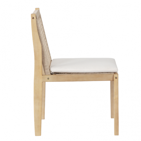 Ensemble table 180cm et 6 chaises SAMOA en bois d'acacia FSC blanchi