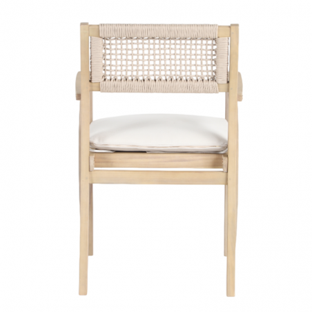 Ensemble table 180cm et 6 fauteuils SAMOA en bois d'acacia FSC blanchi