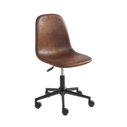 Chaise de bureau LENA suédine aspect cuir vieilli 5 roulettes