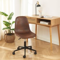 Chaise de bureau LENA suédine aspect cuir vieilli 5 roulettes