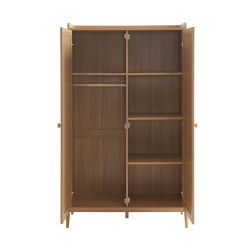 Armoire PABLO effet bois et cannage rotin 2 portes