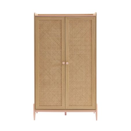 Armoire PABLO rose et cannage rotin 2 portes