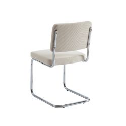 Lot de 2 chaises JACK velours côtelé écru pieds métal chromé