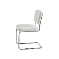 Lot de 2 chaises JACK tissu bouclette écru pieds métal chromé 