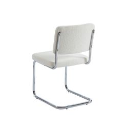 Lot de 2 chaises JACK tissu bouclette écru pieds métal chromé 