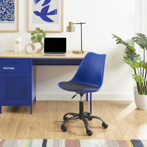 Chaise de bureau PANTONE bleu électrique 5 roulettes