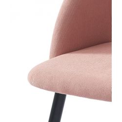 Lot de 2 chaises VINTAGE velours côtelé rose poudré pieds métal noir