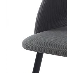 Lot de 2 chaises VINTAGE velours côtelé gris pieds métal noir