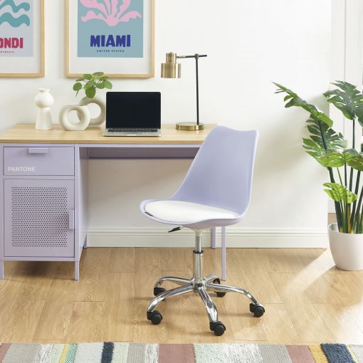 Chaise de bureau PANTONE lilas 5 roulettes