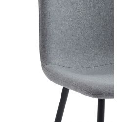 Lot de 4 chaises ESTELLE tissu gris clair pieds métal noir
