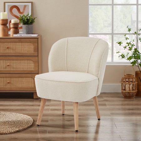 Fauteuil TIVOLI tissu bouclette beige