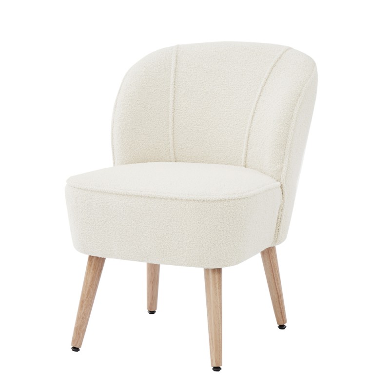 Fauteuil TIVOLI tissu bouclette blanc