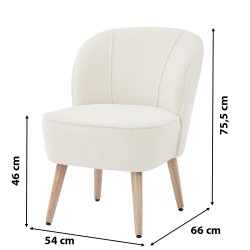 Fauteuil TIVOLI tissu bouclette blanc