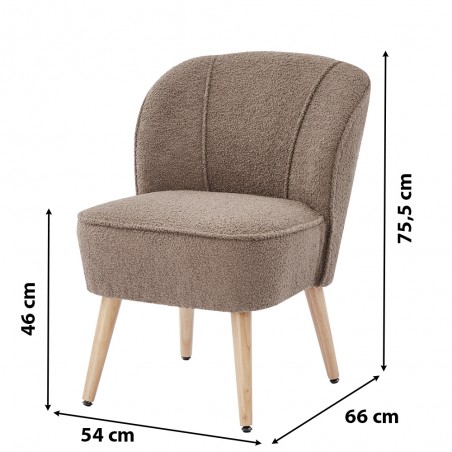 Fauteuil TIVOLI tissu bouclette taupe