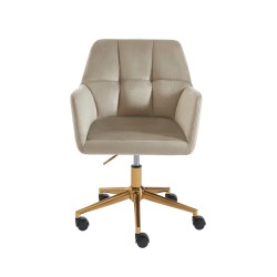 Fauteuil MONACO  en velours beige avec pieds dorés