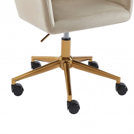 Fauteuil MONACO  en velours beige avec pieds dorés