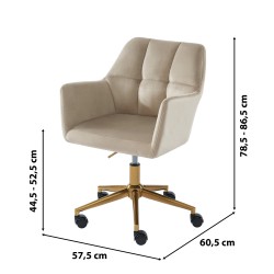 Fauteuil MONACO  en velours beige avec pieds dorés