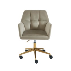 Fauteuil MONACO  en velours taupe avec pieds dorés