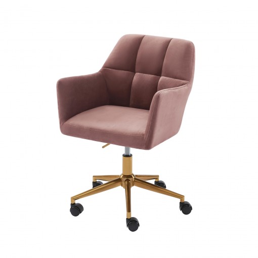 Fauteuil MONACO  en velours rose avec pieds dorés