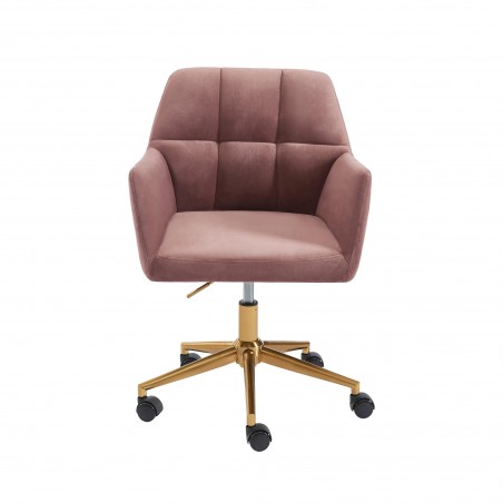 Fauteuil MONACO  en velours rose avec pieds dorés