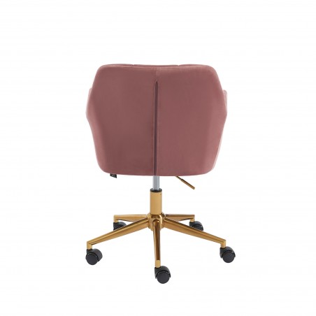 Fauteuil MONACO  en velours rose avec pieds dorés