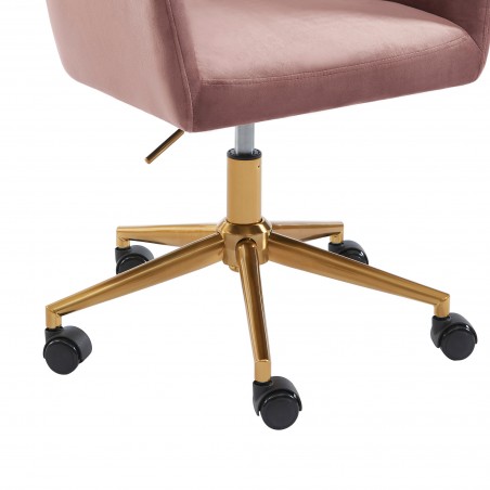 Fauteuil MONACO  en velours rose avec pieds dorés