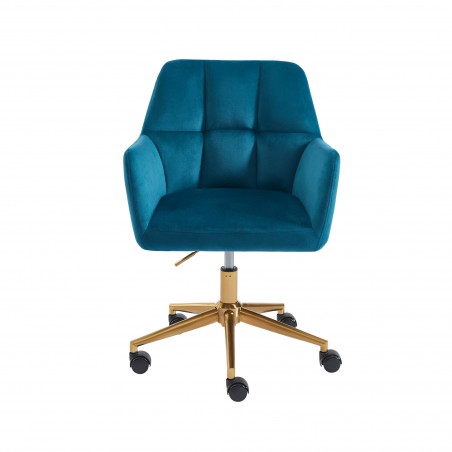 Fauteuil MONACO  en velours bleu avec pieds dorés