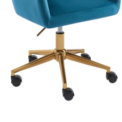 Fauteuil MONACO  en velours bleu avec pieds dorés