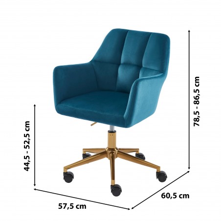 Fauteuil MONACO  en velours bleu avec pieds dorés