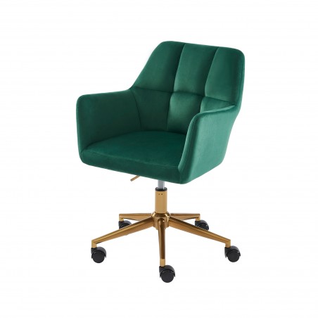 Fauteuil MONACO  en velours vert avec pieds dorés