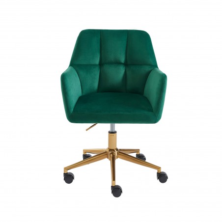 Fauteuil MONACO  en velours vert avec pieds dorés