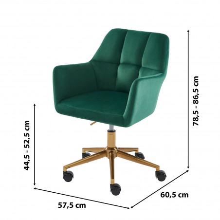 Fauteuil MONACO  en velours vert avec pieds dorés