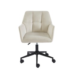 Fauteuil MONACO  en velours blanc cassé avec pieds noirs