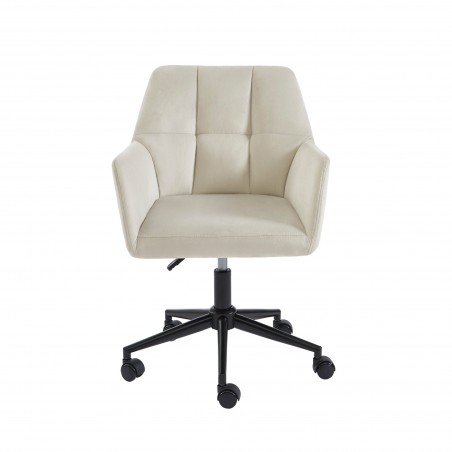 Fauteuil MONACO  en velours blanc cassé avec pieds noirs