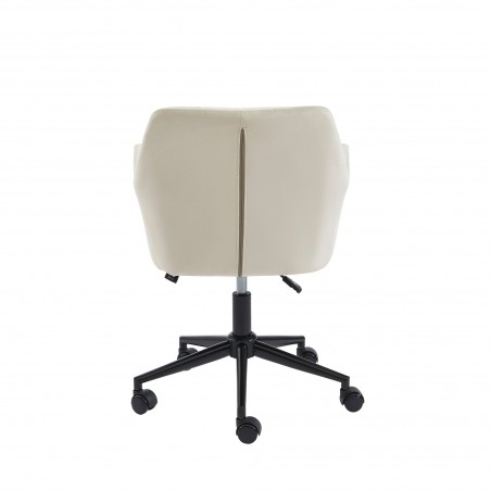 Fauteuil MONACO  en velours blanc cassé avec pieds noirs