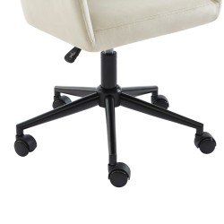 Fauteuil MONACO  en velours blanc cassé avec pieds noirs