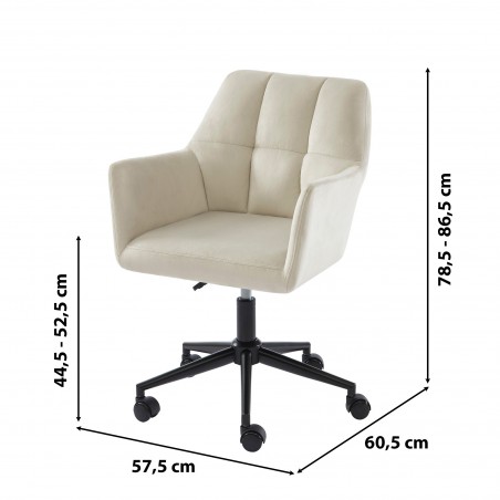 Fauteuil MONACO  en velours blanc cassé avec pieds noirs