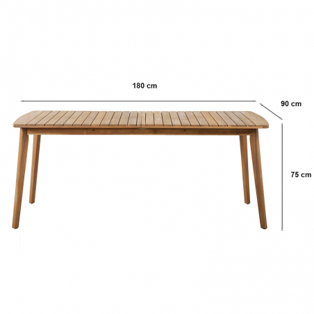 Ensemble table SALMA 180/230 cm extensible en bois d'acacia FSC et 6 chaises de jardin