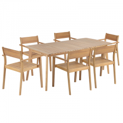 Ensemble table SALMA 180/230 cm extensible en bois d'acacia FSC et 6 chaises de jardin