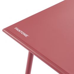 Ensemble PANTONE table 140 cm et 6 chaises de jardin rouge indien