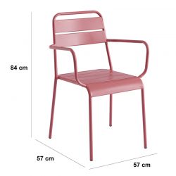 Ensemble PANTONE table 140 cm et 6 chaises de jardin rouge indien